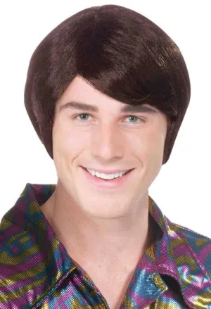 Short Brown 70s Guy Costume Wig