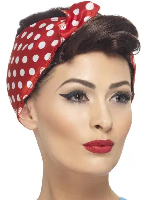 Short Brown Vintage Rosie Womens Costume Wig and Bandanna