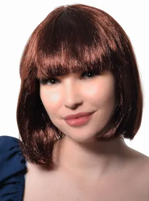 Short Brown Womens Bob Costume Wig with Fringe