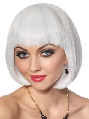 Short Classic Platinum White Womens Bob Costume Wig