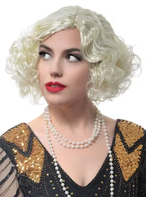 Short Curly Blonde 1920s Flapper Womens Costume Wig