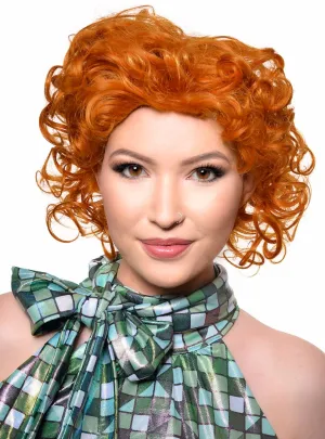 Short Curly Bright Ginger Womens 1950s Housewife Costume Wig
