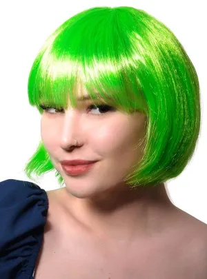 Short Green Womens Bob Costume Wig with Fringe