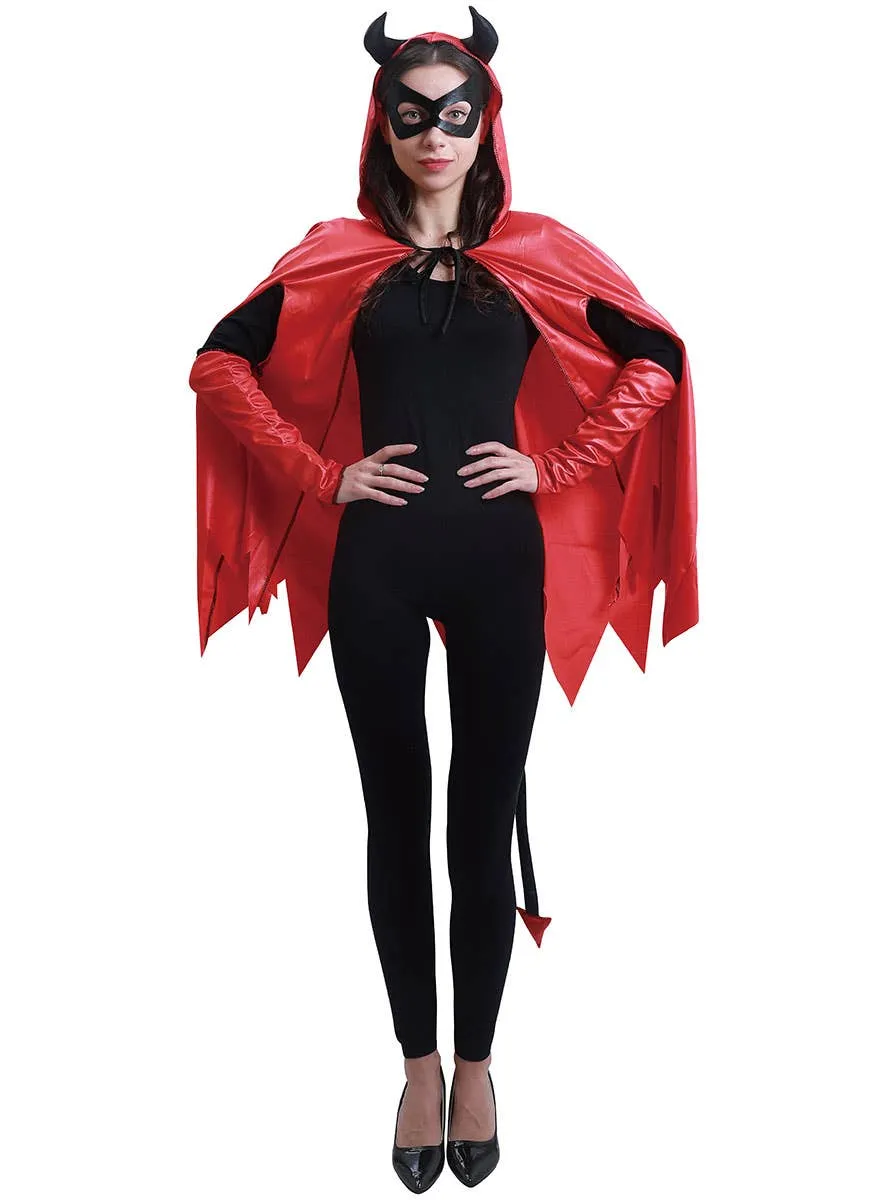 Short Horned Red Devil Halloween Costume Cape