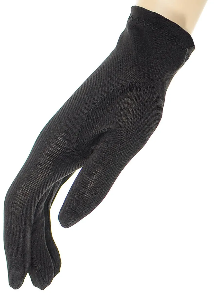 Short Matte Black Wrist Length Womens Costume Gloves