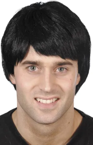Short Mens Black Costume Wig