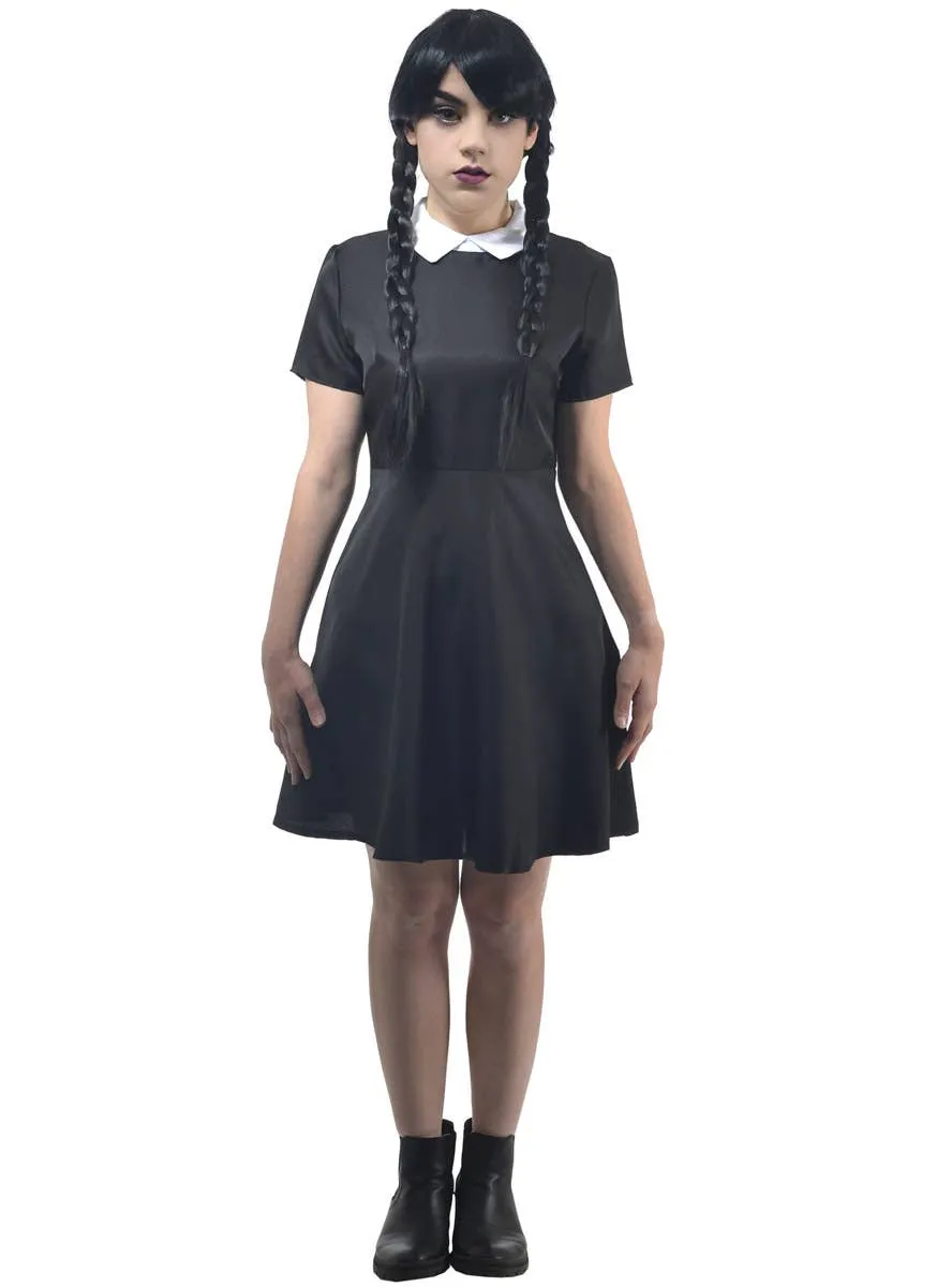 Short Sleeve Wednesday Addams Teen Girls Halloween Costume