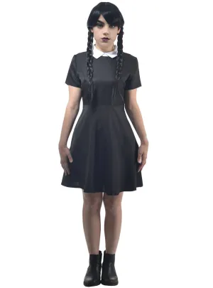 Short Sleeve Wednesday Addams Teen Girls Halloween Costume