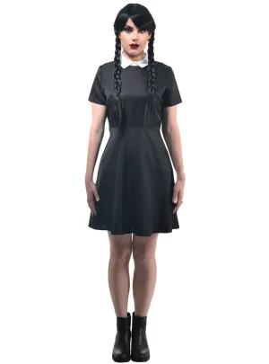 Short Sleeve Wednesday Addams Womens Halloween Costume
