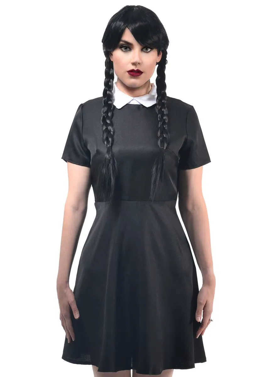 Short Sleeve Wednesday Addams Womens Halloween Costume