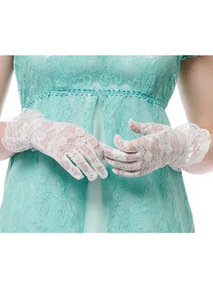 Short White Lace Regency Costume Gloves with Ruffles