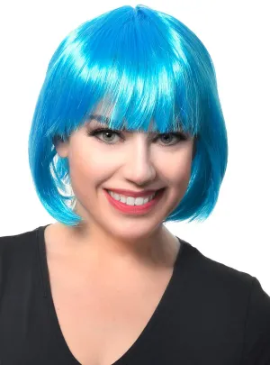 Short Womens Light Blue Bob Costume Wig with Fringe