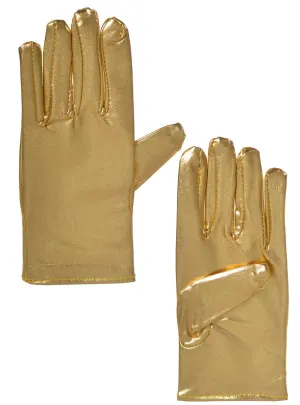 Short Wrist Length Metallic Gold Costume Gloves