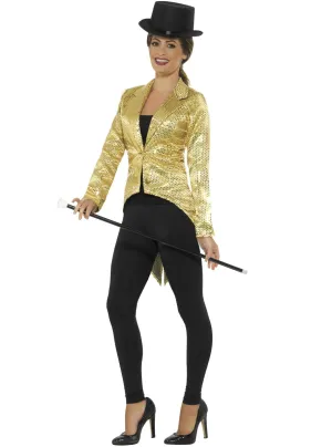 Showgirl Gold Sequin Womens Tailcoat Plus Size Costume Jacket