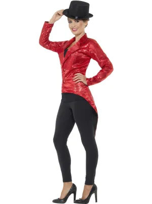Showgirl Plus Size Womens Red Sequin Tailcoat Costume Jacket