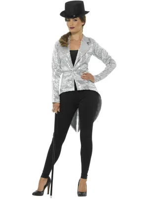 Showgirl  Silver Sequin Tailcoat Womens Plus Size Costume Jacket