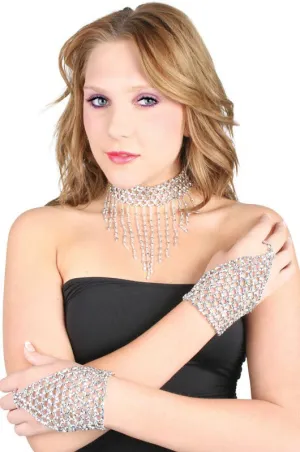 Showgirl Womens Silver Beaded Jewellery Set