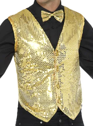 Showman Gold Mens Sequin Waistcoat Costume Vest