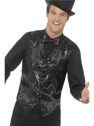 Showman Mens Black Sequined Costume Vest