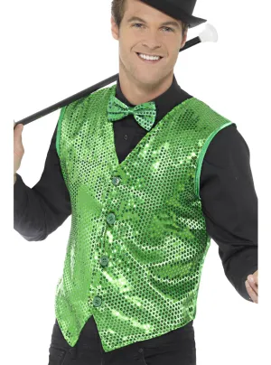 Showman Mens Green Sequined Costume Vest