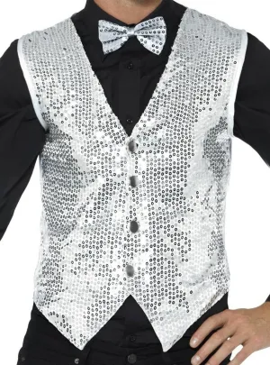 Showman Silver Sequined Mens Costume Vest