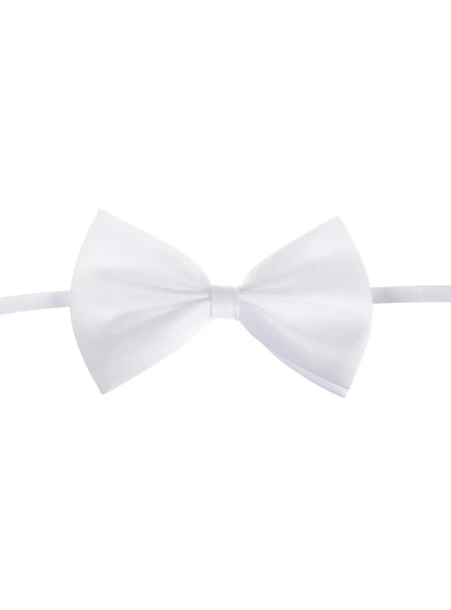 Showman White Satin Bow Tie Costume Accessory