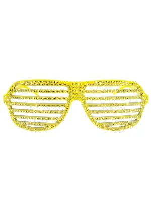 Shutter Shade Yellow Costume Glasses with Silver Studs