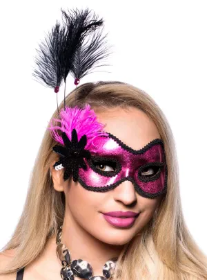 Side Feather Pink Vinyl Masquerade Mask