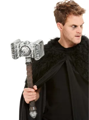 Silver 52cm Viking Hammer Costume Weapon