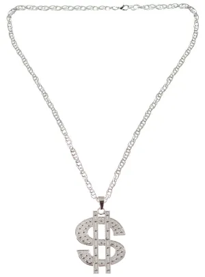 Silver Dollar Gangster Necklace Costume Accessory Jewellery