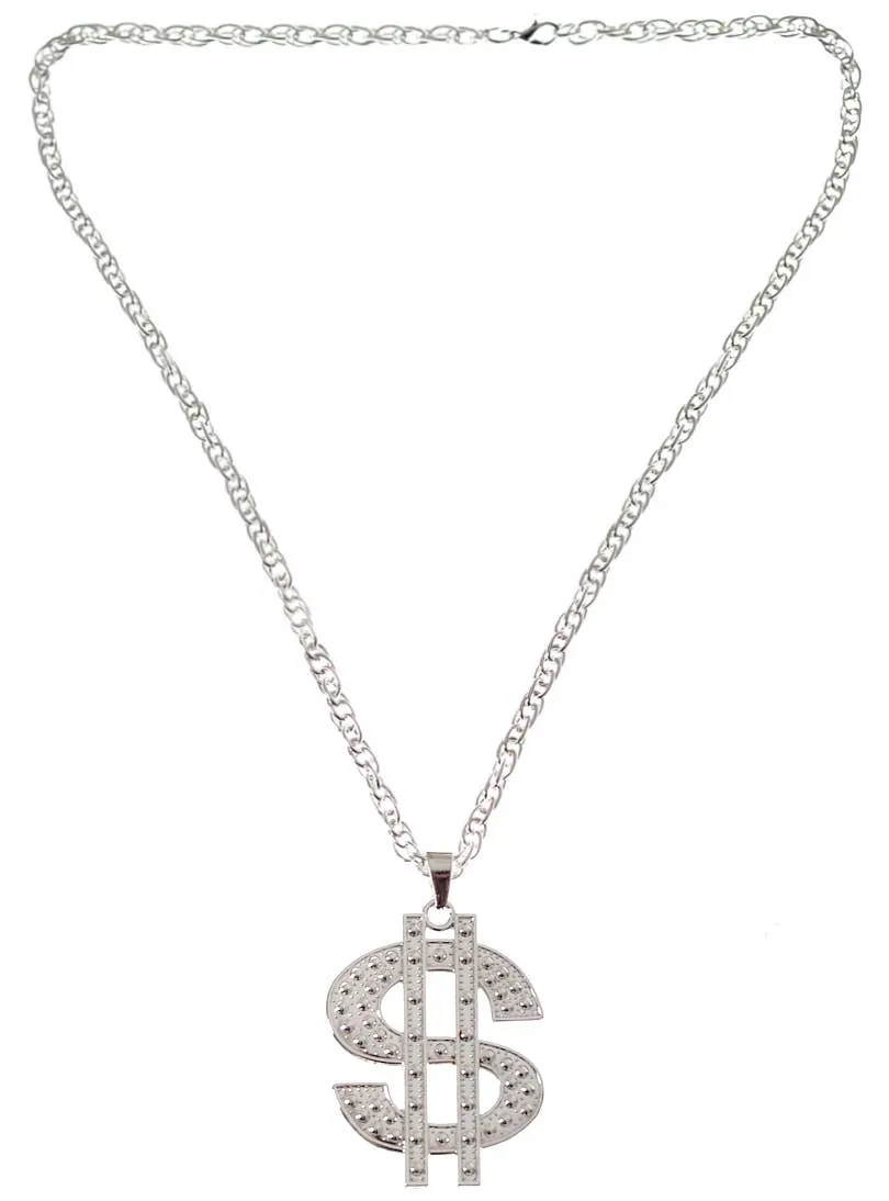 Silver Dollar Gangster Necklace Costume Accessory Jewellery