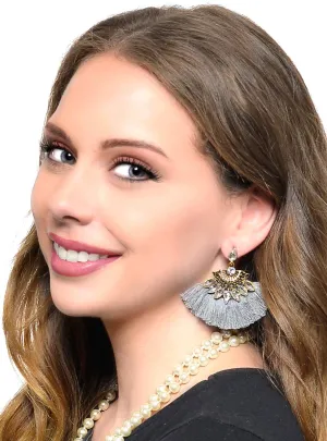 Silver Fringed Deluxe Vintage 20s Gatsby Costume Earrings