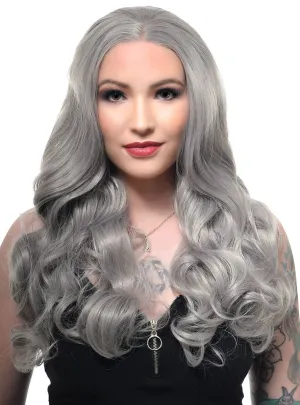 Silver Grey Curly Mid-Length Lace Front Fashion Wig