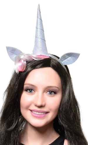 Silver Holographic Unicorn Costume Headband Accessory Set