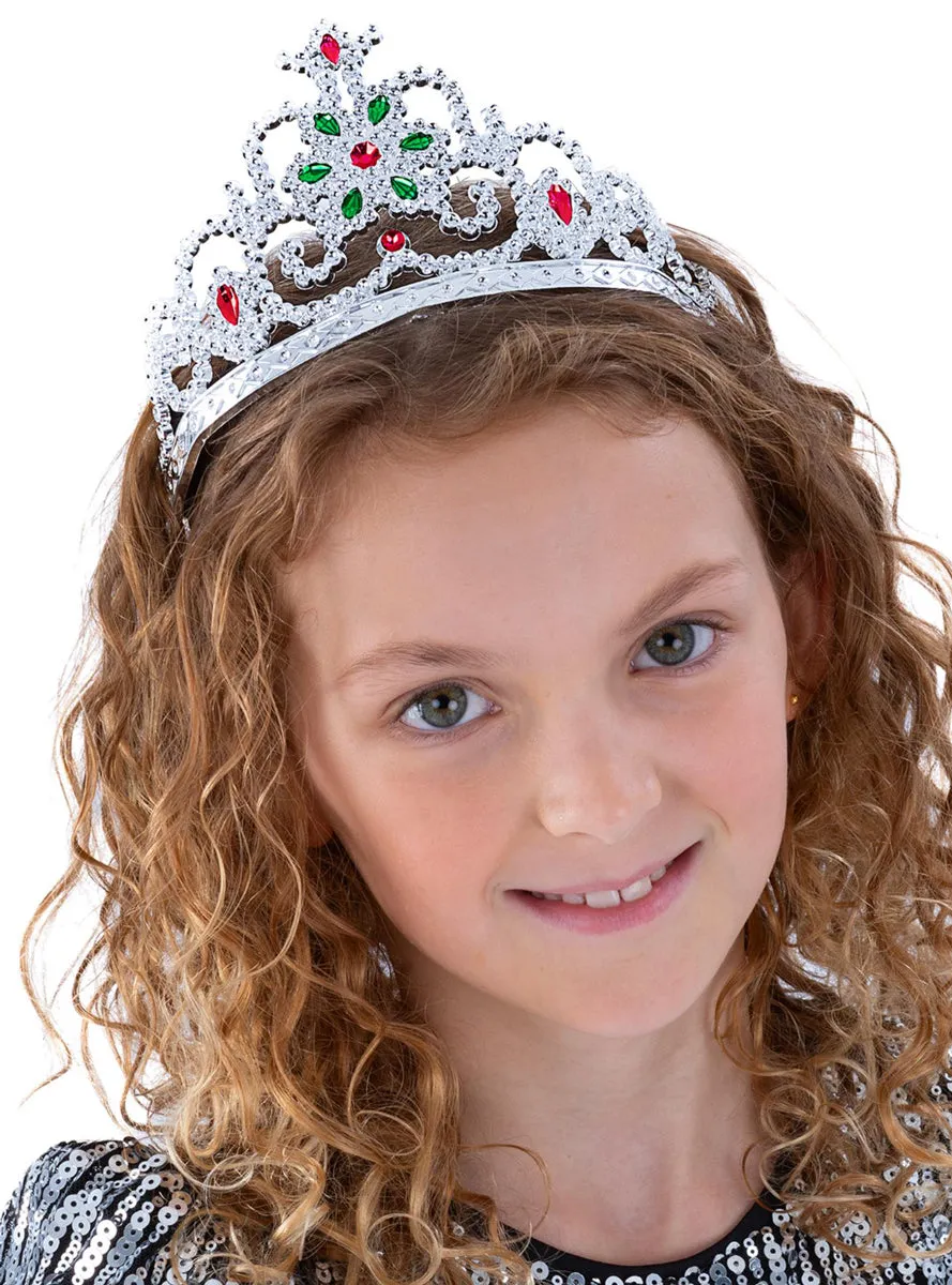 Silver Jewelled Girls Flower Princess Tiara