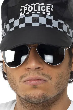 Silver Mirror Aviator Sunglasses Costume Accessory