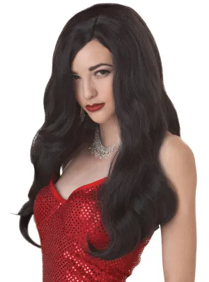 Silver Screen Sensation Womens Long Black Costume Wig