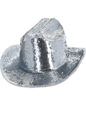 Silver Sequin Deluxe Cowboy Costume Hat