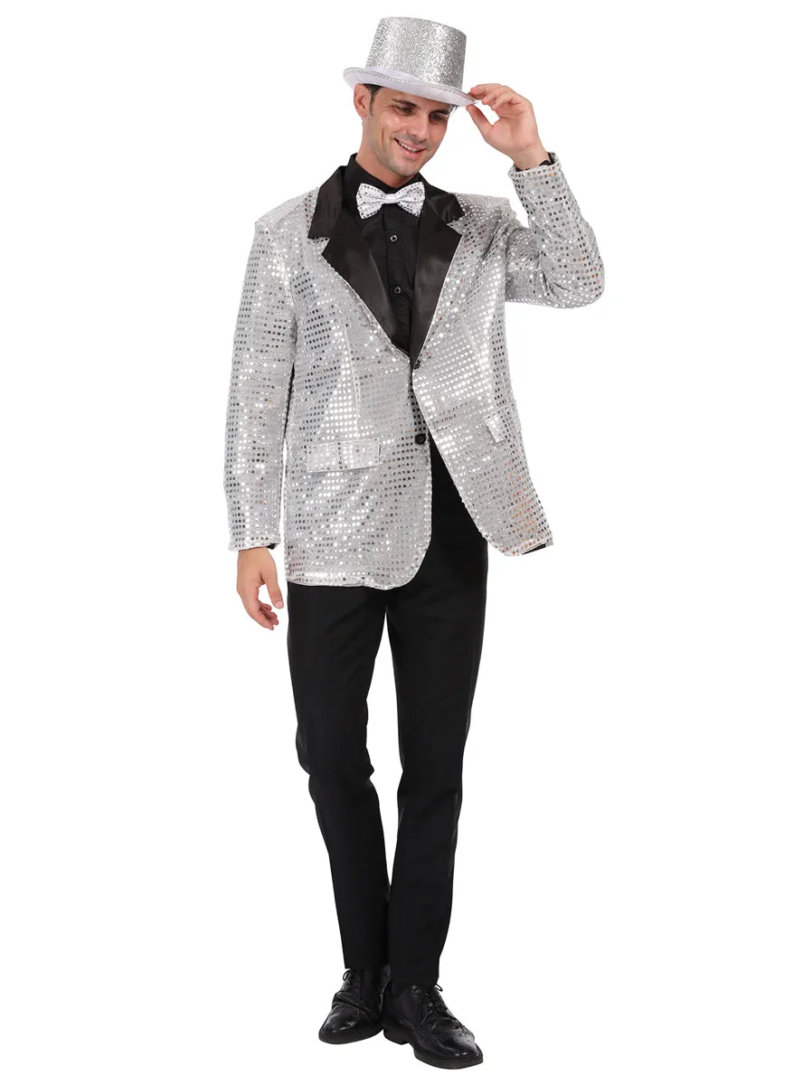 Silver Sequin Mens Costume Jacket