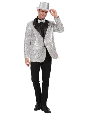 Silver Sequin Mens Costume Jacket