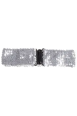 Silver Sequin Stretch Belt Costume Accessory
