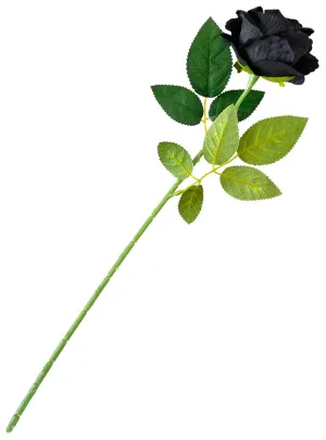 Single 52cm Black Rose Costume Accessory