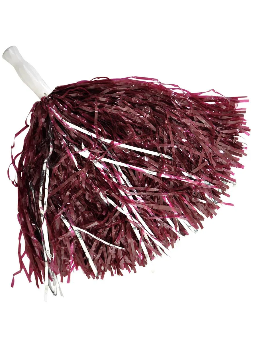 Single Burgundy Tinsel Pom Pom Costume Accessory