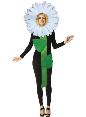 Single White Daisy Flower Adults Costume