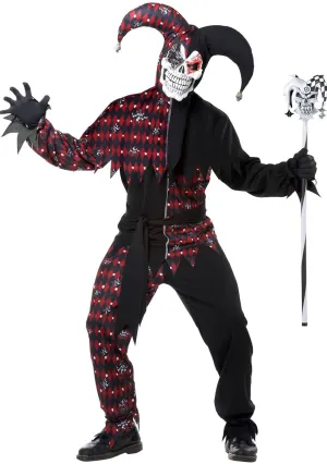 Sinister Court Mens Halloween Jester Fancy Dress Costume