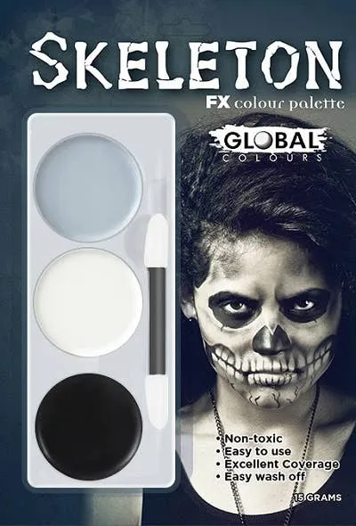 Skeleton 3 Colour Halloween Special Effects Makeup Kit