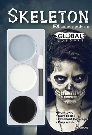 Skeleton 3 Colour Halloween Special Effects Makeup Kit