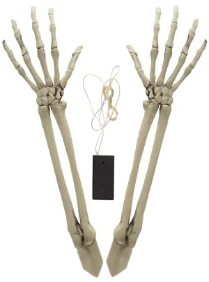 Skeleton Arm Stakes With String Lights Halloween Decoration