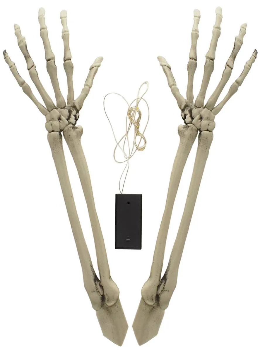 Skeleton Arm Stakes With String Lights Halloween Decoration