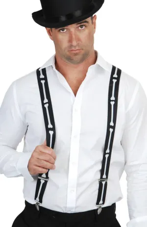 Skeleton Bone Adults Black Suspenders
